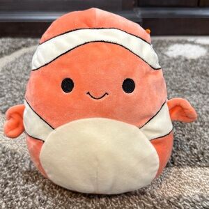 Kellytoy Squishmallow Orange Plush, Ricky the Clownfish Tagged Stuffed Toy. 8”